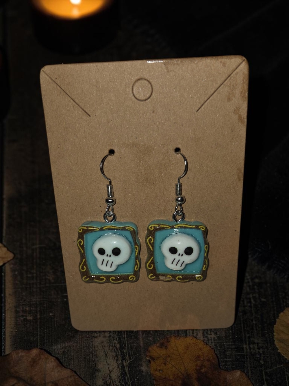 Turquoise Skull Drop Earrings - Unbranded
